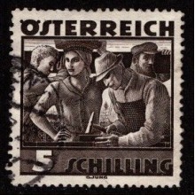 1934 Østrig - AFA 500 - Folkedragter -5 schilling sort - Stemplet.